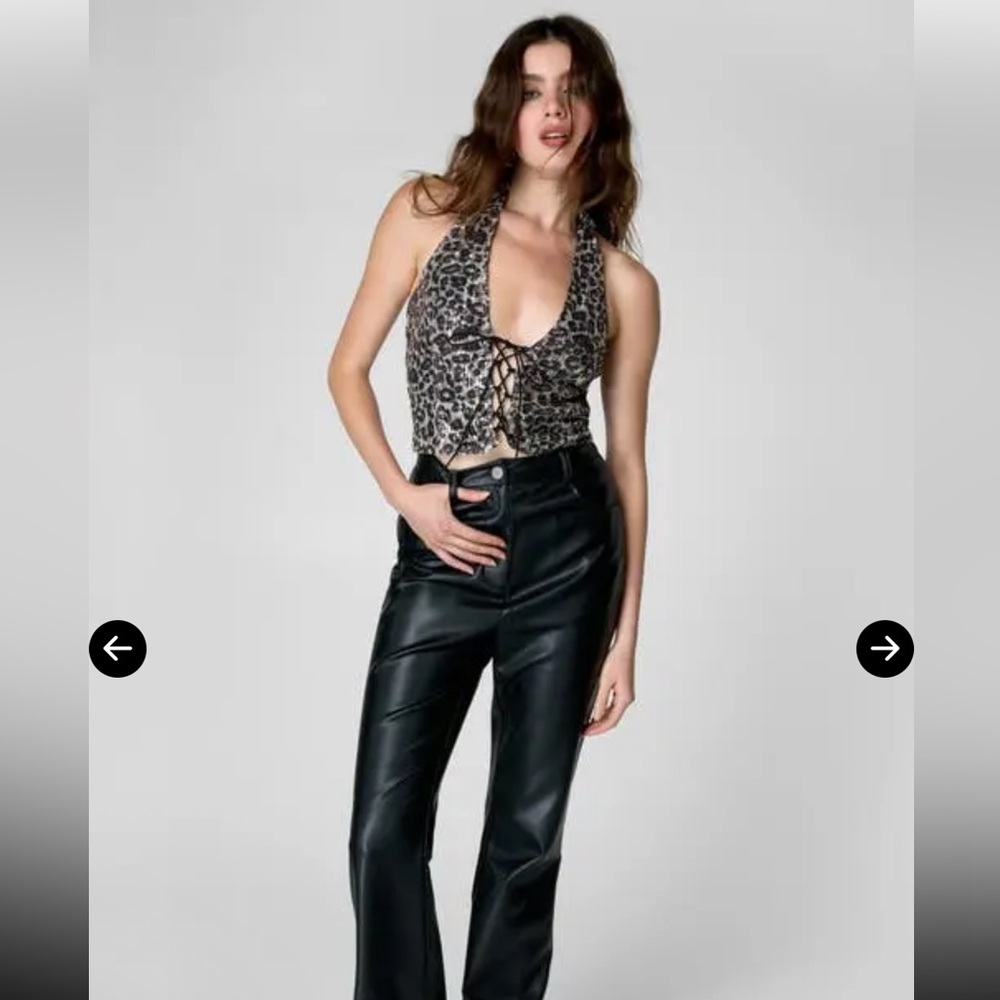 Nasty Gal Sequin Animal Print w Satin Halter Crop Top, Black, Sz Small, NWOT - Picture 11 of 11